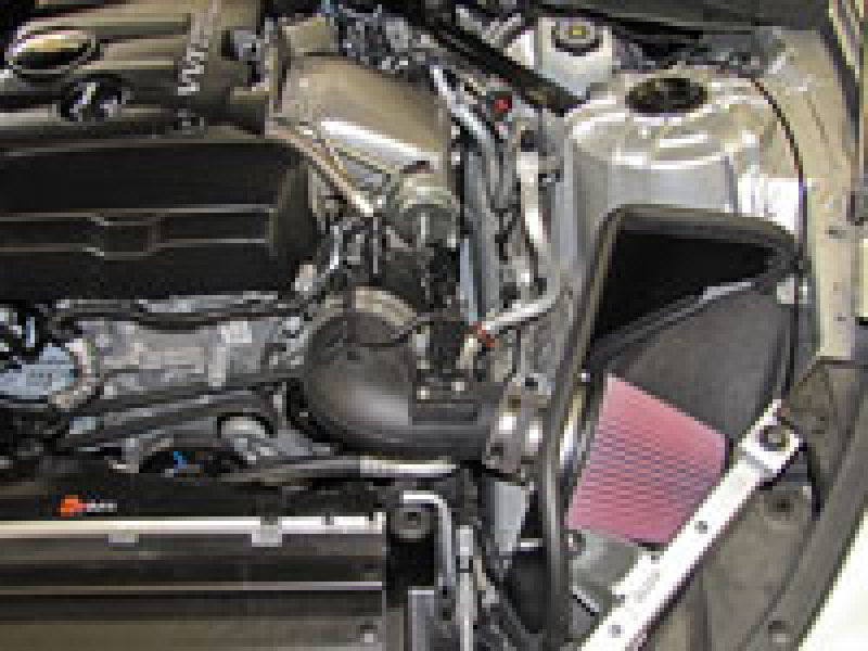 K&N 57 Series FIPK cold air intake kit installed in a 2016-2017 Chevrolet Camaro I4 2.0T engine bay, showcasing the performance intake components.