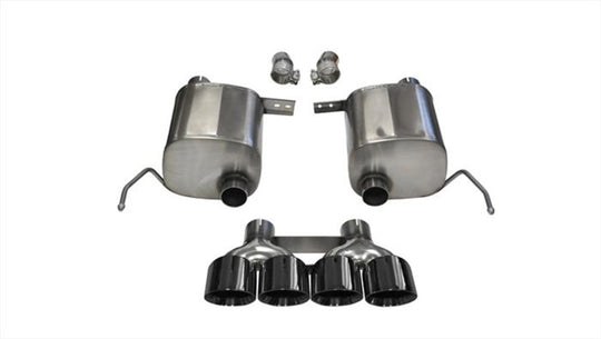Corvette C7 coupe 6.2L V8 Corsa Performance axle back exhaust with black dual rear exit tips, model F6208.