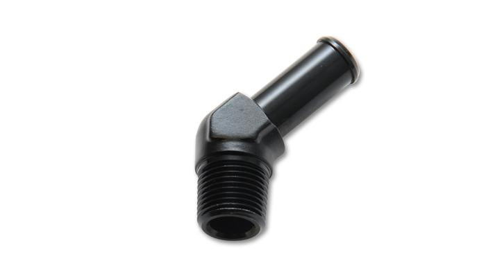 Vibrant aluminum -6 AN to 3/8 inch barb straight fitting for automotive or fluid transfer applications.