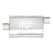 MagnaFlow Mag SS muffler with 14x4x9-inch size and 2.25-inch offset, showcasing its stainless steel construction and inlet/outlet.