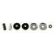 Bilstein 5125 Series lifted truck shock absorber showing collapsed and extended states, with durable metal construction.