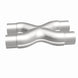 MagnaFlow Smooth Trans X 2.25/2.25 stainless steel X pipe with polished finish, designed for exhaust system performance.