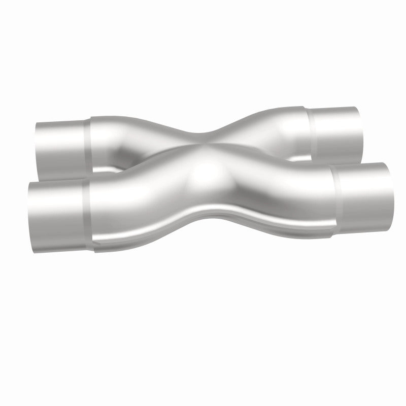 MagnaFlow Smooth Trans X 2.25/2.25 stainless steel X pipe with polished finish, designed for exhaust system performance.