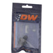 DeatschWerks matte black 8AN ORB male to 6AN male flare fitting with O-ring for automotive fluid connections.