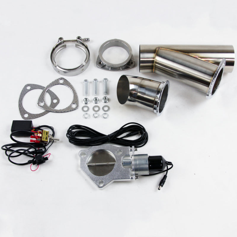 Granatelli 3.0-inch stainless steel electronic exhaust cutout showing the round, polished metal valve and mounting hardware.