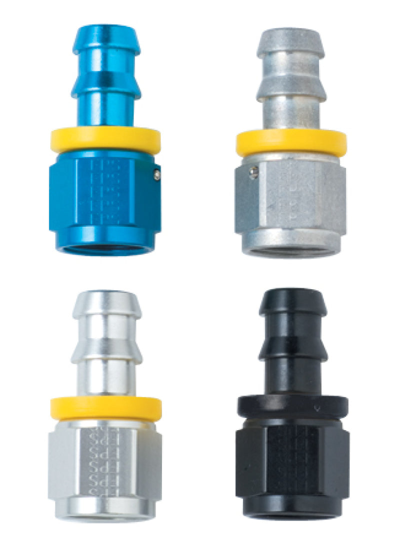 Black Fragola -12AN Push-Lite End Straight fitting with durable metal construction and secure push-to-connect design.