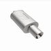 MagnaFlow stainless steel muffler with tip, 14x5x8 inches, featuring 2.25/4 inlet and outlet pipes, for vehicle exhaust systems.
