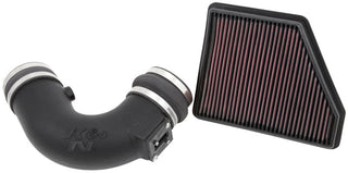 K&N Engineering Chevy Camaro V8 6.2L cold air intake kit, performance intake system with K&N filter, installed in engine bay.