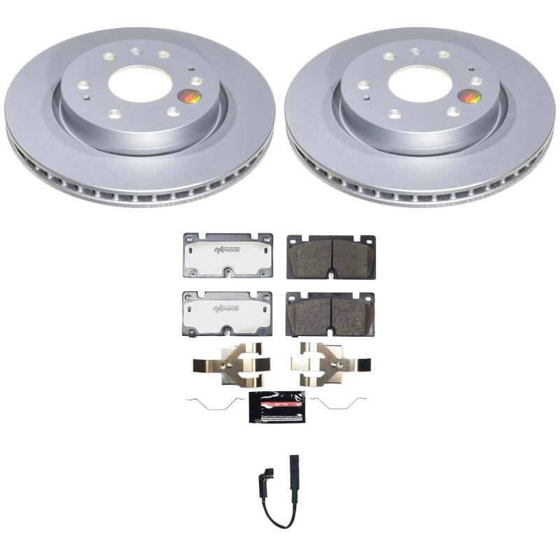 PowerStop Chevrolet Colorado front Z36 coated truck and tow brake kit with brake rotors and pads, designed for enhanced stopping power.