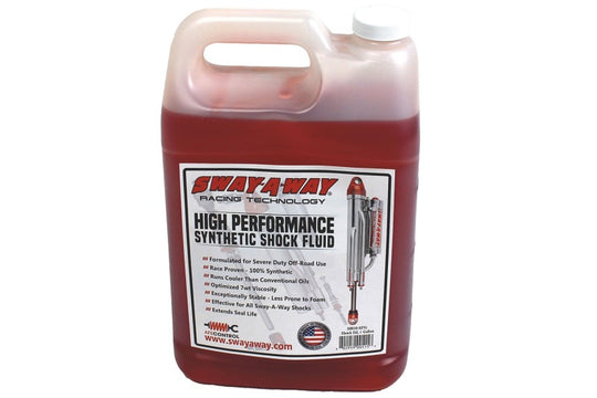 aFe Control Sway-A-Way Shock Oil in a 1-gallon container, hydraulic oil for vehicle shock absorbers and suspension systems.