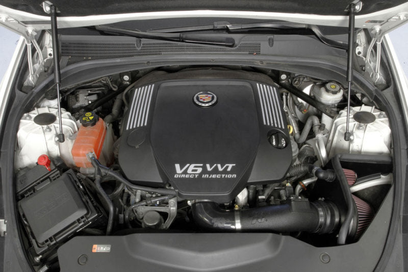 K&N Engineering cold air intake for 2013-2015 Cadillac ATS V6 3.6L F/I, showing the black performance air filter and intake tube