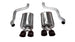 Black CORSA Performance axle-back exhaust for Chevrolet Corvette C6 2009-2013 with 6.2L V8 engine, shown from the side.