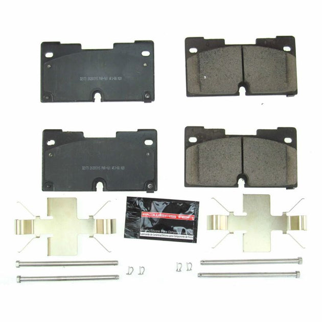 PowerStop Z23 Evolution Sport front brake pads with hardware for 2019 Chevrolet Silverado 1500, high-performance brake components.