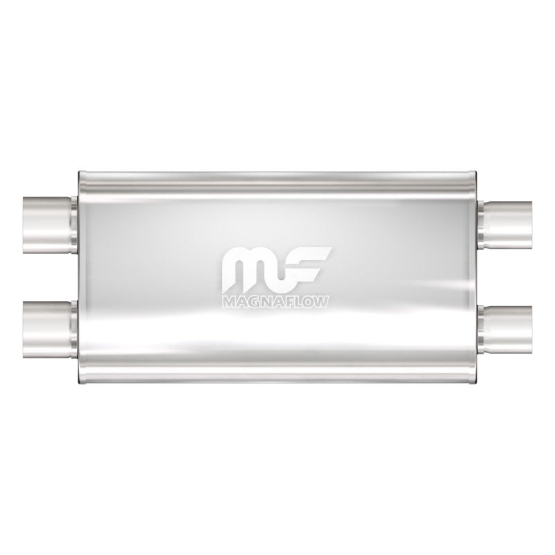 MagnaFlow Mag SS muffler with 22x5x11 inch dimensions, D/D design, installed on a vehicle's exhaust system.