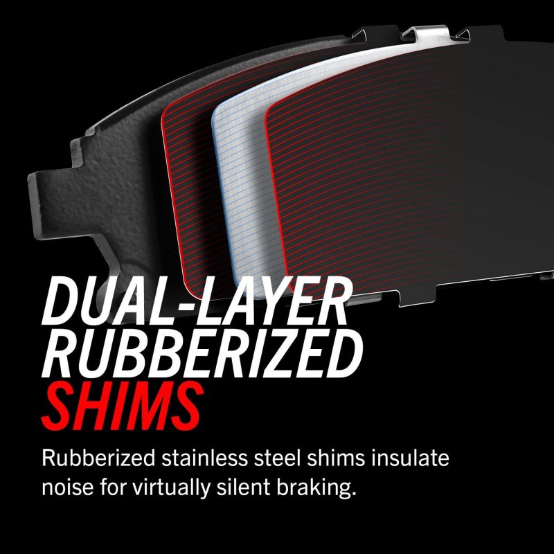 PowerStop rear Z23 Evolution Sport brake pads for Cadillac CTS 2004-2007, showing metal hardware and brake pad design.