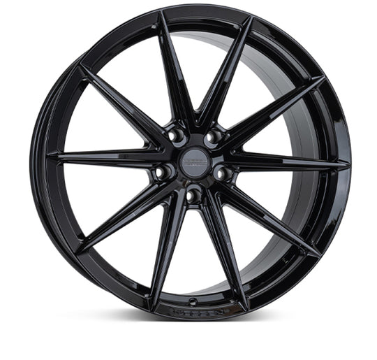 Vossen HFX-2 20-inch forged gloss black wheel with 5x120 bolt pattern, 9-inch width, ET35 offset, flat face design