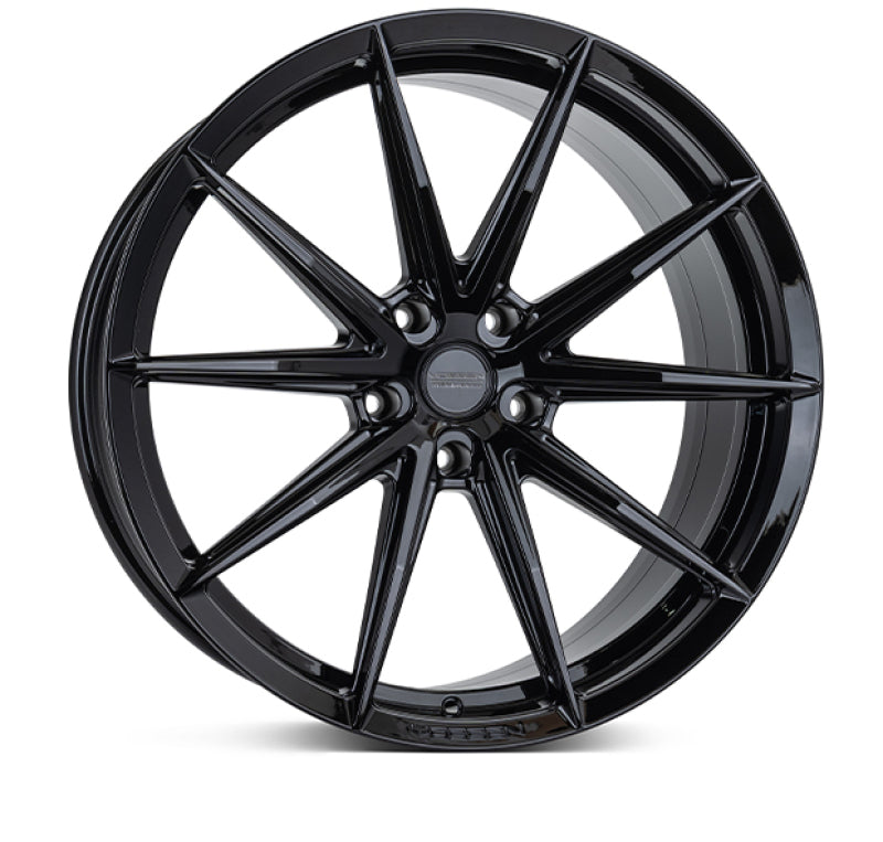 Vossen HFX-2 20-inch forged gloss black wheel with 5x120 bolt pattern, 9-inch width, ET35 offset, flat face design