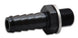 Vibrant male 10mm x 1.0 metric to 3/8 inch barb fitting showing the fitting's metal body and threading for hoses.