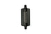 Turbosmart 10um 6AN inline fuel filter in black, designed for automotive fuel systems, with clear housing showing internal filtration elements.