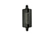 Turbosmart 10um 6AN inline fuel filter in black, designed for automotive fuel systems, with clear housing showing internal filtration elements.