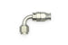 DeatschWerks 6AN female swivel 90-degree hose end fitting with PTFE material and olive insert for fuel or oil lines.