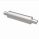 MagnaFlow Mag SS muffler with 14x4x4 inch dimensions and 2x2 inlet/outlet, stainless steel construction, on a vehicle exhaust system.