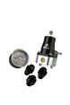 Aeromotive fuel pressure regulator and fitting kit with hoses and fittings for automotive performance applications.