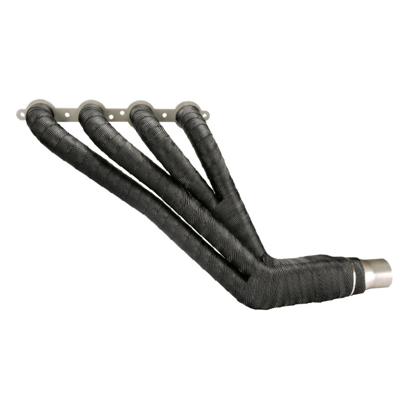 Black DEI Titanium Exhaust Wrap in 2-inch by 100-foot roll, designed to insulate and protect exhaust systems.