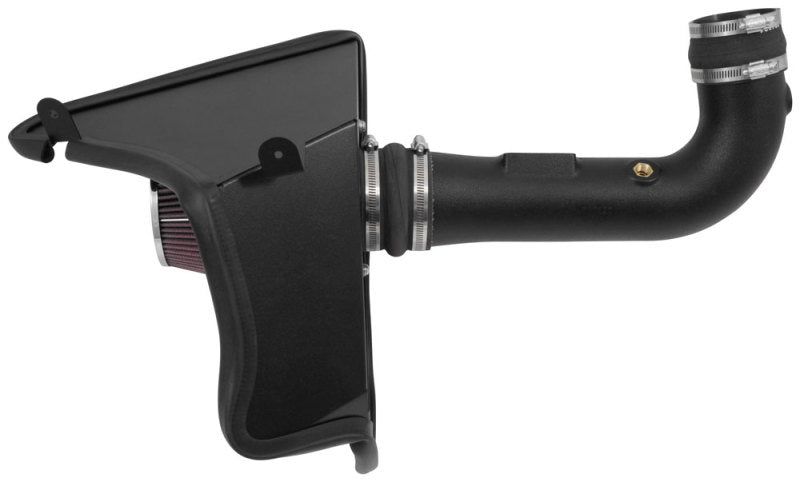 K&N Engineering cold air intake for 2016-2017 Chevrolet Camaro V6 3.6L F/I, showing the sleek performance air filter and intake tube.