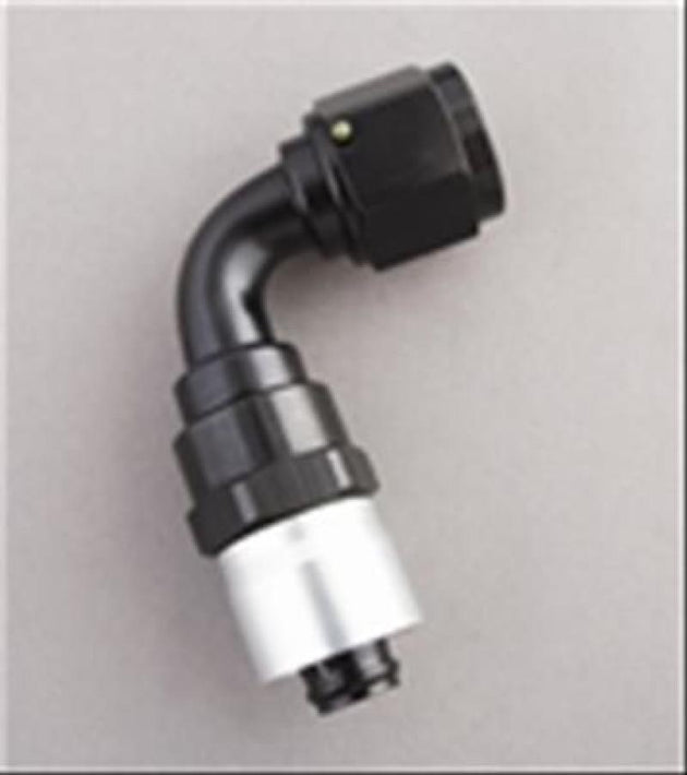 Fragola -10AN 90-degree sport crimp hose end fitting for high-performance automotive hoses.