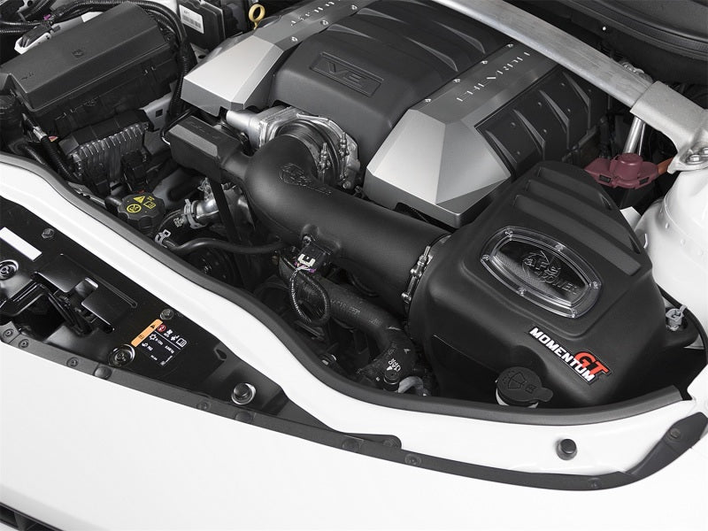 aFe Power 13-15 Chevrolet Camaro SS V8-6.2L Pro DRY S cold air intake system with filter and intake tubing visible.