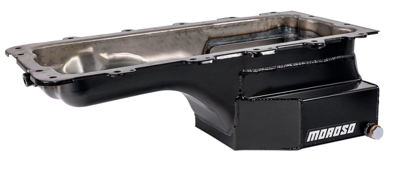 Moroso Ford 4.6/5.4L oil pan with rear sump, 8-quart capacity, steel construction, for road race and wet sump applications