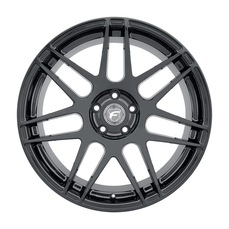 Forgestar F14 19x12 cast wheel in gloss black with 5x120.65 bolt pattern, ET50 offset, 8.5-inch backspacing.