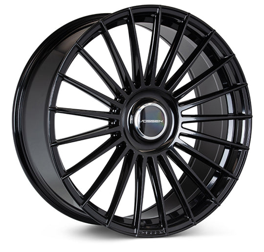 Vossen HF-8 24-inch forged gloss black wheel with 6x139.7 bolt pattern, ET25 offset, and 106.1mm bolt circle for vehicles