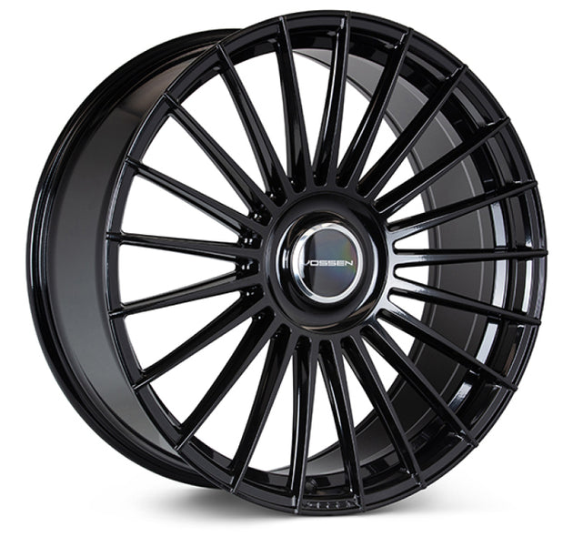 Vossen HF-8 24-inch forged gloss black wheel with 6x139.7 bolt pattern, ET25 offset, and 106.1mm bolt circle for vehicles