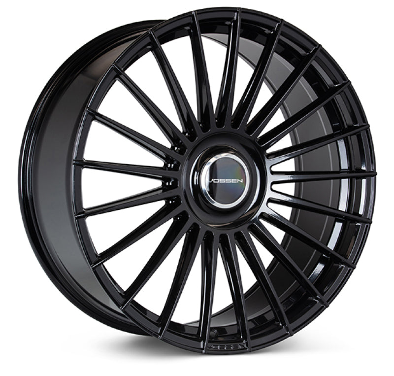Vossen HF-8 24-inch forged gloss black wheel with 6x139.7 bolt pattern, ET25 offset, and 106.1mm bolt circle for vehicles