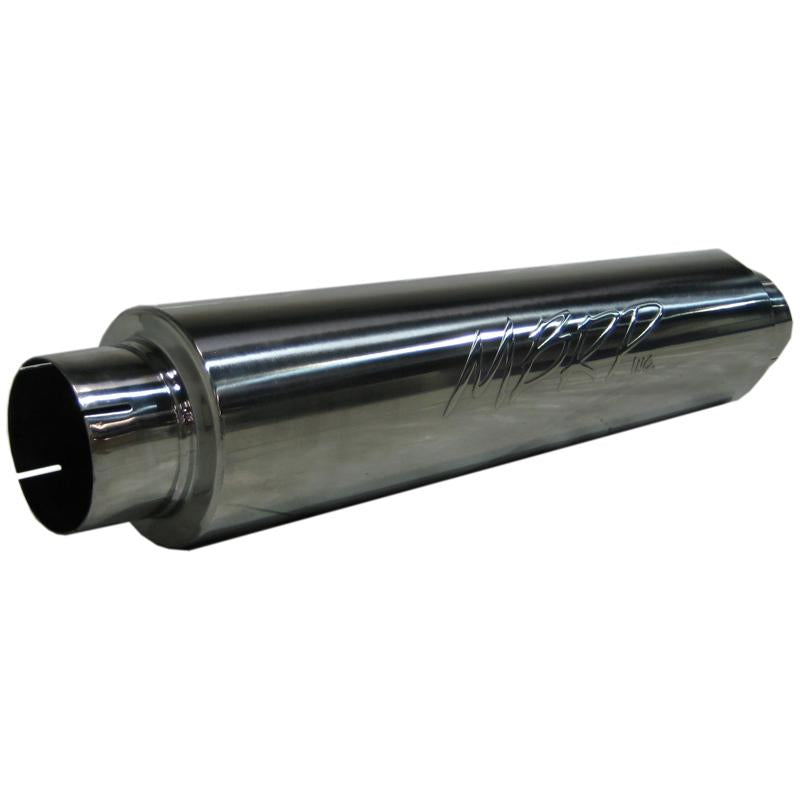 MBRP universal quiet tone muffler with 4-inch inlet and outlet, 24-inch body, 6-inch diameter, 30-inch length, T304 stainless steel
