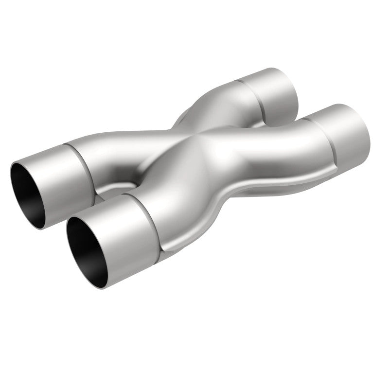 MagnaFlow Smooth Trans X 3/3 X 14 stainless steel X pipe for exhaust systems, shown in the image.