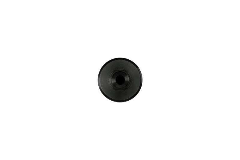 Turbosmart 10um 8AN inline black fuel filter with clear housing for quick fuel flow and filtration in automotive applications