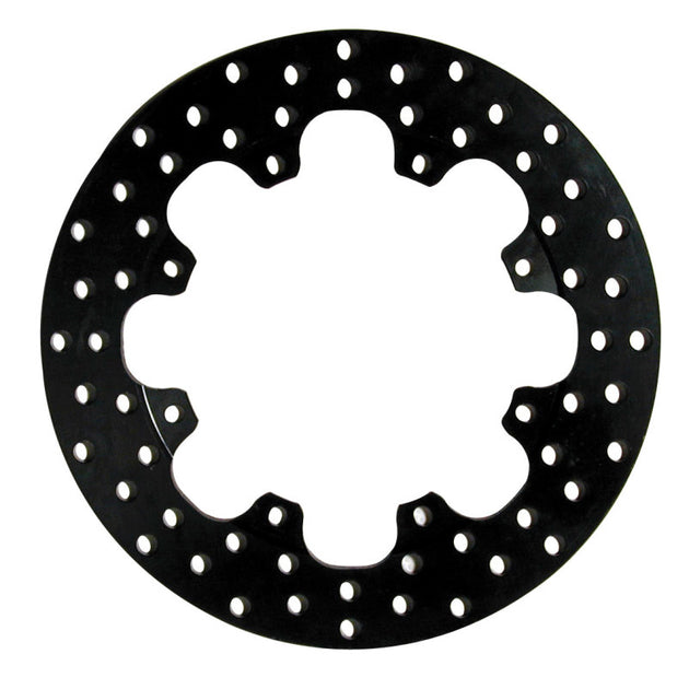 Wilwood rear steel drag brake rotor, 11.44x0.350 inches, drilled, 2-piece design, 8-lug pattern, for high-performance vehicles