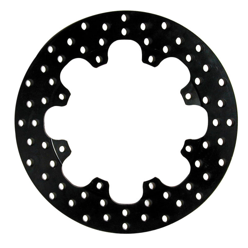 Wilwood rear steel drag brake rotor, 11.44x0.350 inches, drilled, 2-piece design, 8-lug pattern, for high-performance vehicles