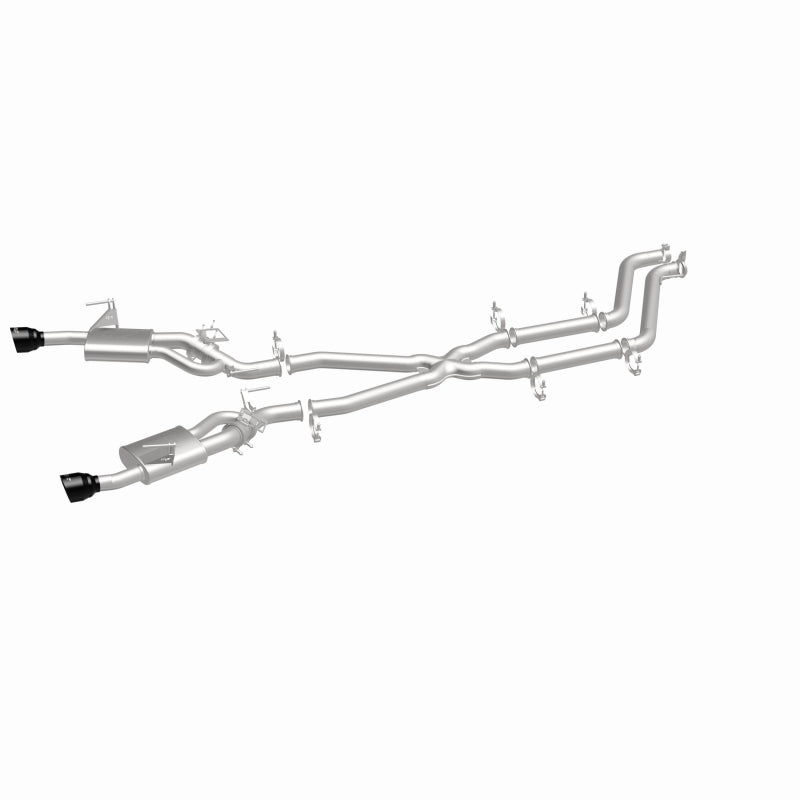 Magnaflow 26+ Dodge Charger 3.0L SPEQ cat-back exhaust system installed, showing polished stainless steel pipes and muffler.