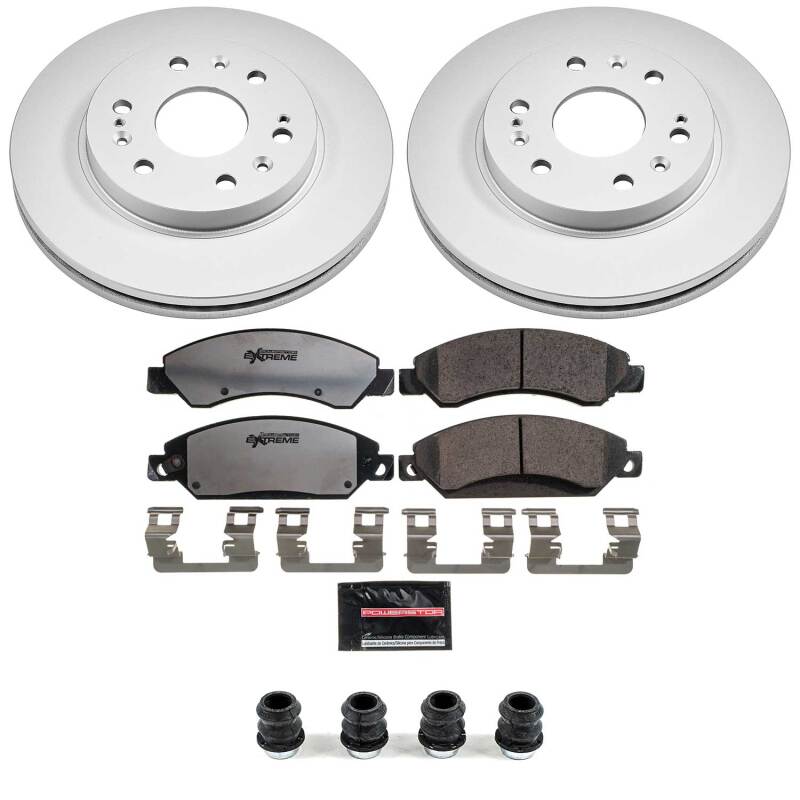PowerStop front Z36 coated brake kit for 2007-2008 Cadillac Escalade, includes performance brake components for truck and tow use.