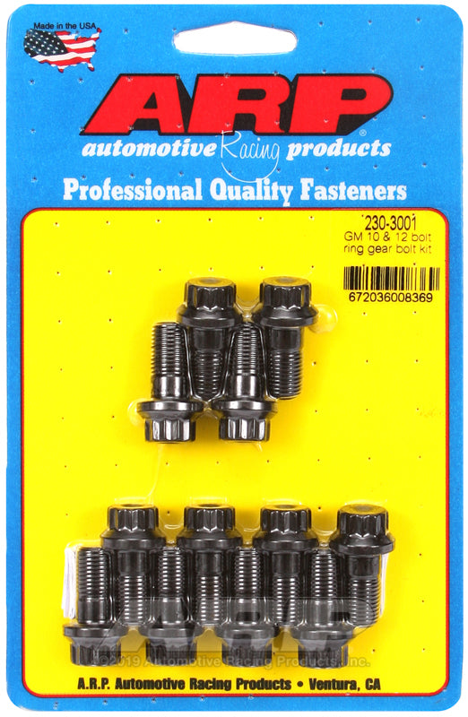 ARP GM 10 and 12 bolt ring gear bolt kit showing a set of high-strength steel bolts and hardware for automotive ring gears.