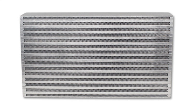 Vibrant intercooler core measuring 18x12x6 inches with vibrant fins and tubing for efficient cooling.