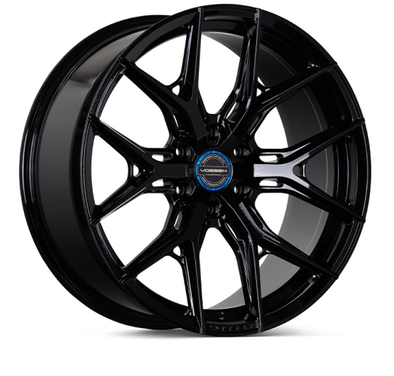 Vossen HF6-4 forged 24-inch gloss black wheel with 6x135 bolt pattern, ET35 offset, deep lip design, and 87.1 center bore.