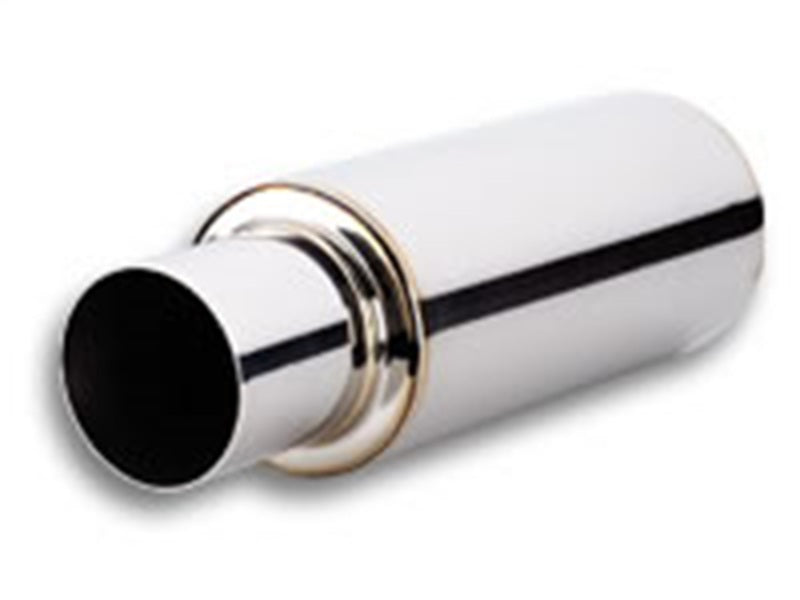 Vibrant TPV Turbo round muffler with 23-inch length, 4-inch round tip, straight cut, and 3-inch inlet I.D.