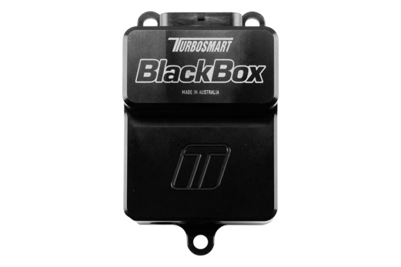 Turbosmart BlackBox electronic wastegate controller mounted on a vehicle engine bay, part of wastegate accessories for turbochargers.