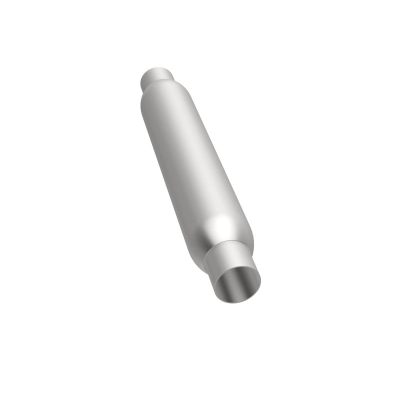 MagnaFlow muffler with 3.5-inch diameter and 18-inch length, featuring dual 2.25-inch inlet and outlet pipes on a black background.