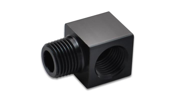 Vibrant 1/8in NPT female to male 90-degree adapter fitting showing metal body and threaded ends for plumbing connections.